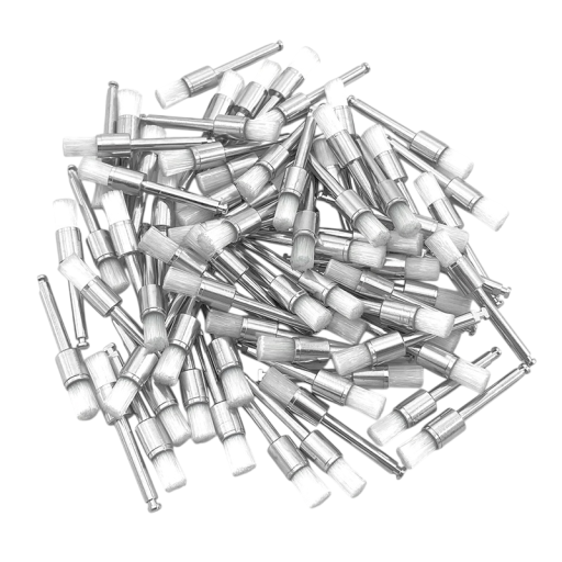 100 unidades de escovas de polimento dentário descartáveis com cerdas de nylon em forma reta escovas profiláticas para branqueamento