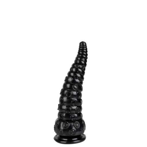 Svart gummi anal massagedildo med tentakelformad sugkopp storlek S 16 x 5,2 cm vattentät lätt att rengöra diskret förpackning