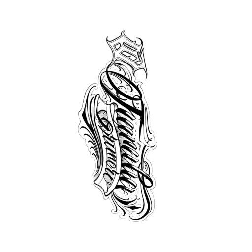 Tillfällig vattentät tatuering med handskrivna bokstäver 22 x 9,8 cm Fake tatuering Realistiskt textmotiv Hållbar tatuering i 15 dagar