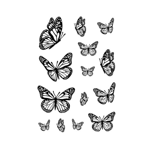 Tillfälligt tatueringsark med fjärilar 14x10 cm - vattentät, delikat och romantisk, långvarig upp till 15 dagar, feminin design, enkel applicering