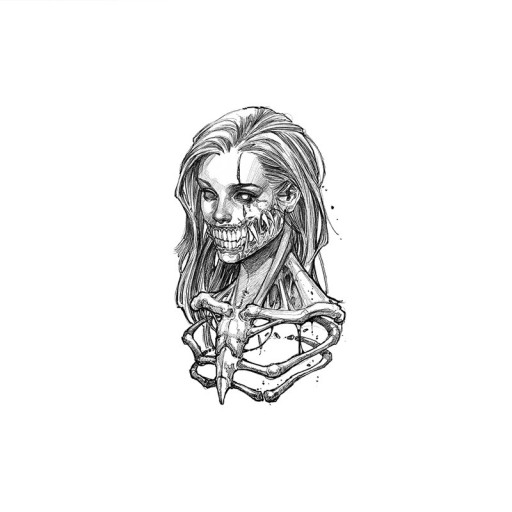 Tillfällig vattentät damtatuering 11,5 x 21 cm Damskelett Realistiskt motiv Håller upp till 15 dagar Enkel applicering Kroppstatuering