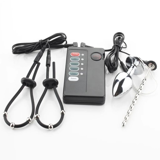 SM-69 elektrisk stimulator med analplugg, urethral dilator och cockringar för elektrosexuella upplevelser, diskret förpackning