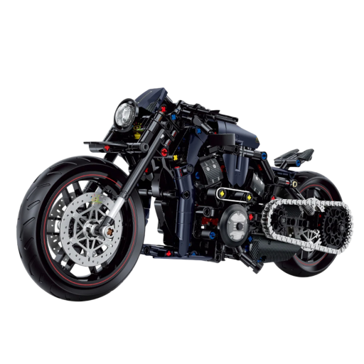 Svart motorcykelbyggsats 623 st 33,5 x 11,8 x 14,3 cm Fällbar modell 1:8 Teknisk byggsats För barn och vuxna Ålder 6+