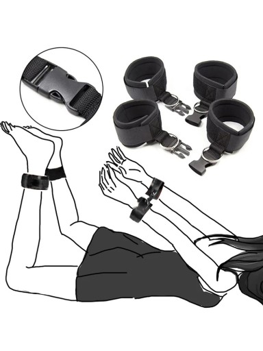 Set med 4 textilhandbojor med kardborre och plastkarbin för hand- och fotstöd, universell användning, diskret förpackning