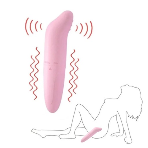 Dubbelsidig minivibrator i silikon i form av en delfin med kompakt design och diskret förpackning