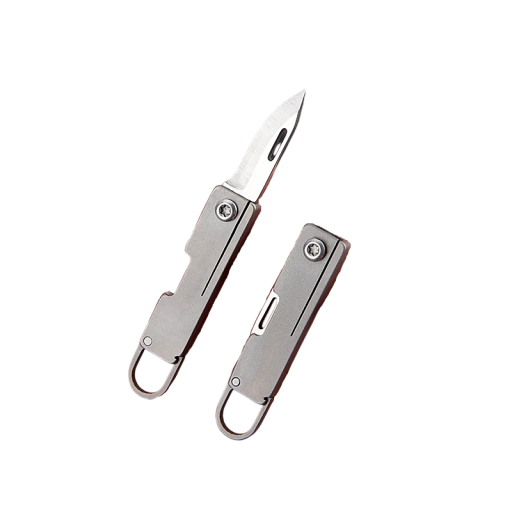 Mini faca dobrável em aço inoxidável com chaveiro Faca EDC compacta de bolso Chaveiro portátil Viagens Atividades ao ar livre Caminhadas Excursões