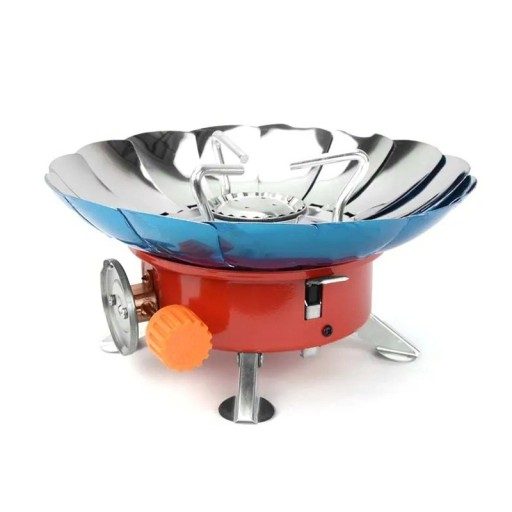 Vindtät Bärbar Utomhusspis 2800W 20,5x9 cm Fällbar Gasbrännare Diameter 10 cm Storlek 12x11 cm Förvaringsväska Camping Vandring