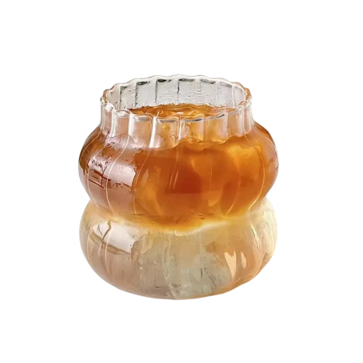 Värmebeständigt korrugerat glas 410 ml Transparent borosilikatglas Designerglas utan handtag för kaffe, te, dryck, espresso