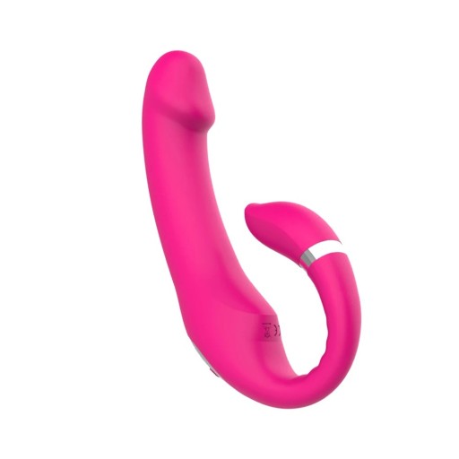 Rosa U-formad vibrator med värme, 10 vibrationslägen, dubbel stimulering, magnetisk USB-laddning, vattentät, Diskret förpackning