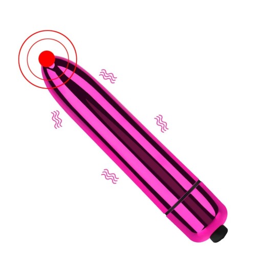 Mini klitorisvibrator med ett glänsande metalliskt utseende, kompakt storlek 9,1 x 1,8 cm, olika färger, driven av 1x AAA, Diskret