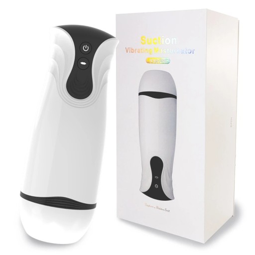 Sug och vibrerande masturbator 22,5 cm med 4 suglägen och 10 vibrationslägen med realistisk insats, USB-laddning, diskret förpackning