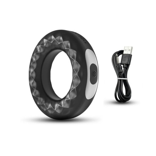 Vibrerande cockring i silikon med en diameter på 7 cm med fjärrkontroll, 10 vibrationslägen och USB-laddning, vattentät, diskret förpackning