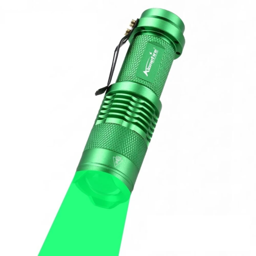 Ficklampa med grönt ljus 92 x 26 mm Kompakt LED-ficklampa för AA eller 14500 batterier Utomhus, camping, taktisk användning