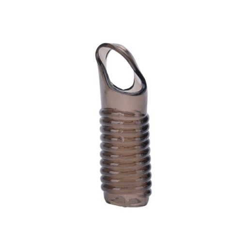 Silikonsvart transparent penishylsa 11,5x3,5 cm med ringar diskret förpackning