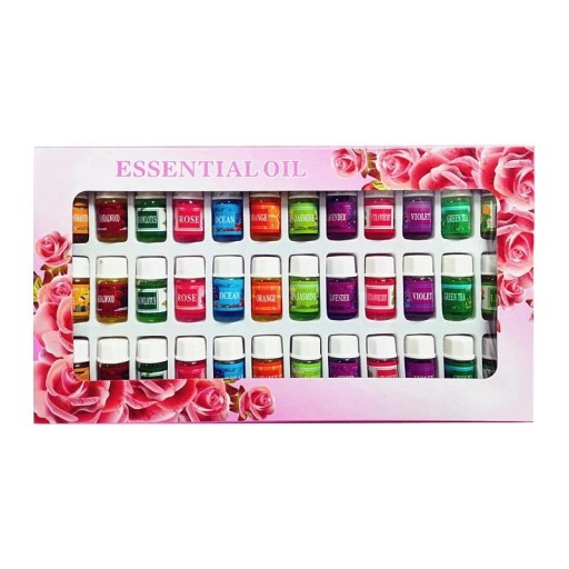 Set med naturliga eteriska oljor 36×3 ml för aromaterapi och diffusorer Rose Lavendel Apelsin Hav Jasmin Sandelträ Luftfräschare