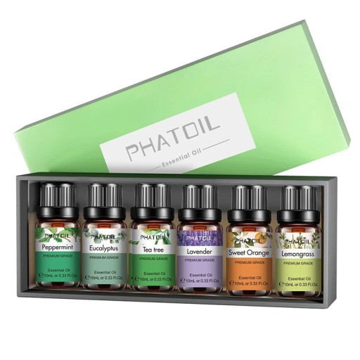 Eterisk olja Set 6×10ml Ren naturlig aromatisk olja för aromaterapi Diffuser Massage Ljus Making Avkoppling Hemmabruk