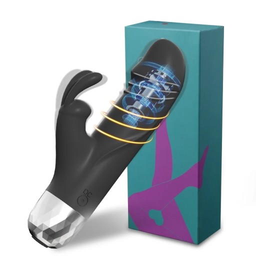 Silikonvibrator 14,5 cm med kaninhuvud, 10 vibrationslägen, vattentät, diskret förpackning