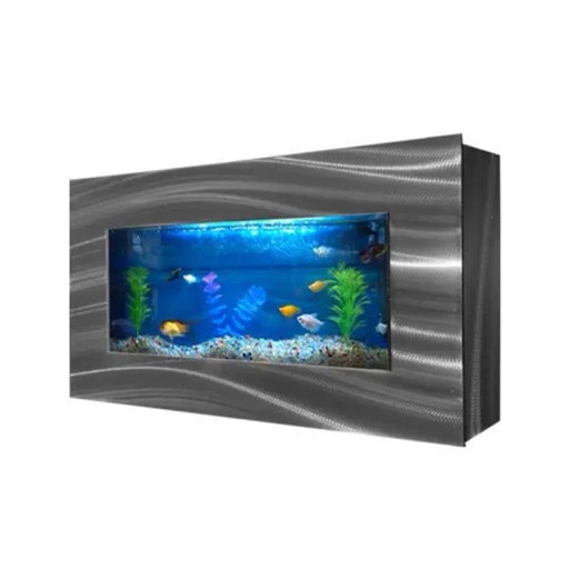 Hängande akvarium 90 x 12 x 44,5 cm Väggmonterat akvarium i härdat glas Modernt Ultratunt akvarium Lätt att installera