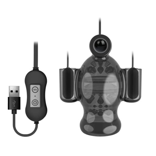 Silikonvibrerande manlig onanator med 20 vibrationslägen och USB-kontroll 6,7x4,6 cm diskret förpackning