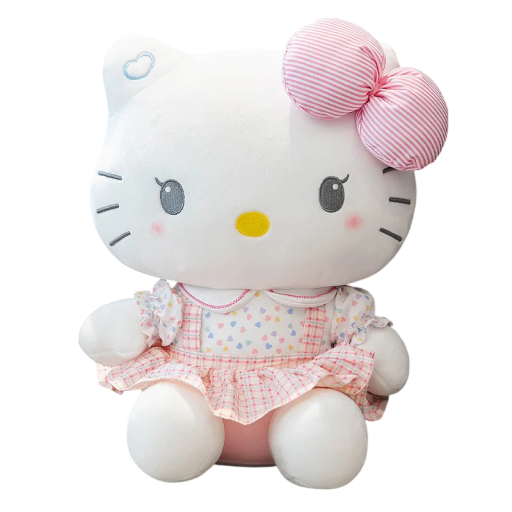 Plyschkattunge 25 cm Mjuk katt med rosa rosett Mysig leksak för barn Söt present Dekoration till barnrummet