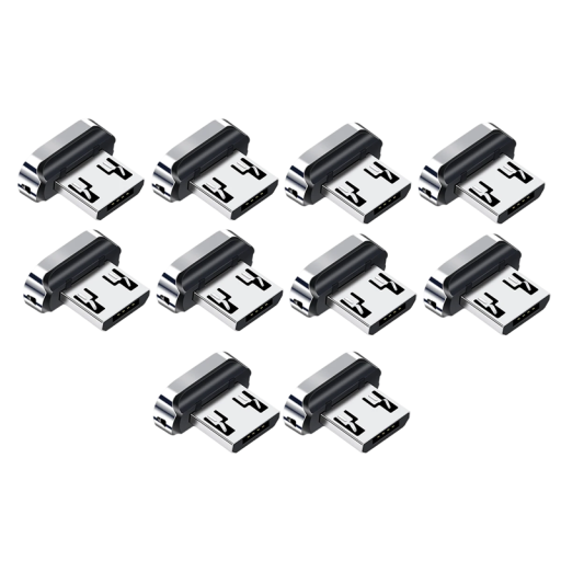 10 st. magnetisk micro-USB-adapter med spets, magnetisk kontakt, ersättningskontakt för kablar, 3A QC 3.0 snabbladdning