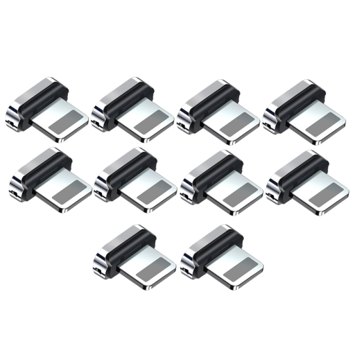 10 st. magnetisk Lightning-adapter med spets, ersättningskontakt, magnetisk kontakt för iPhone iOS-kablar, snabbladdning 3A
