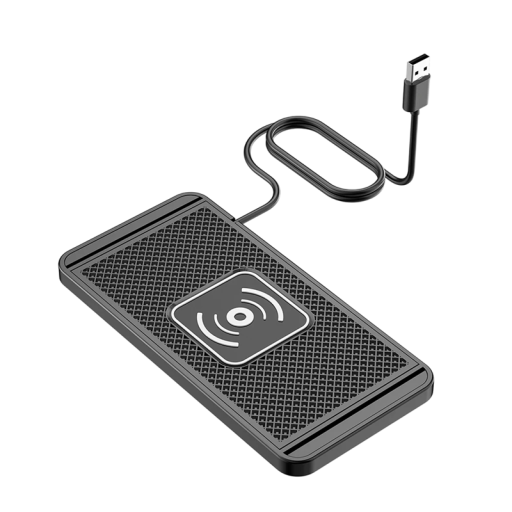 Snabb trådlös billaddare 15W silikonplatta med stativladdare USB A-port och kabel kompatibel med QC-laddning