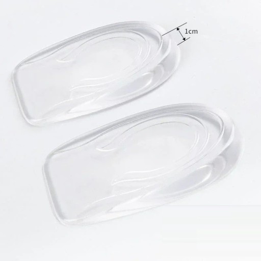 Osynliga silikoninlägg för män, 1 cm hög transparent gelklack ger bekväm stötdämpning och halkskydd