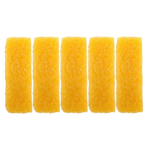 Set med 5 suddgummin för mockaskoputsning 6,5 x 2 cm naturgult läderrengöringsblock påse bunt skovård dekontaminering polering