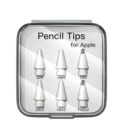 Set med 6 reservpennor för Apple Pencil 2B HB och 3.0 Thin, 6x vit variant, för skrivning, teckning och fin grafik