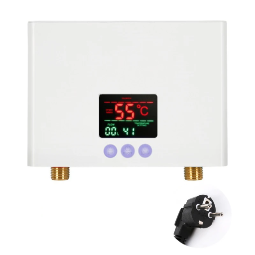 Genomströmmande elektrisk varmvattenberedare 220V 3000W Kompakt genomströmningsvärmare 210 x 150 x 55 mm Justerbar temperatur 35–55 °C