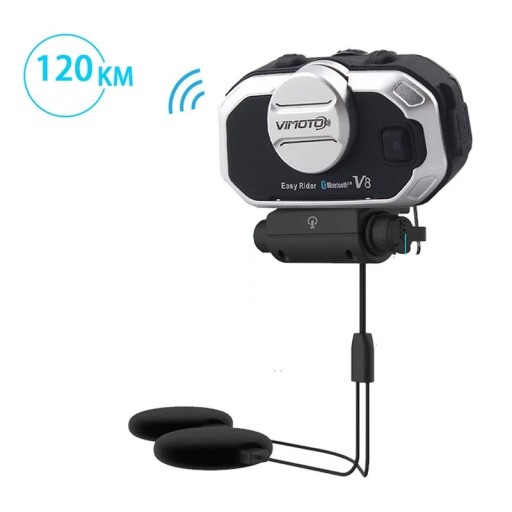 Bluetooth-intercom V8 med mjuka och hårda mikrofoner IPX6 850 mAh 13 timmars batteritid Vattentät intercom för två hjälmar FM GPS MP3