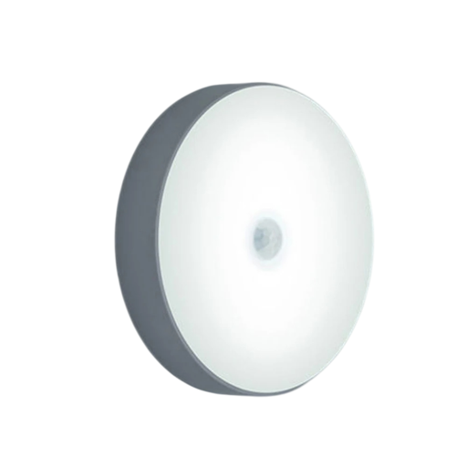 Rund nattlampa 8,3 x 8,3 x 2 cm LED-rörelsesensor USB-laddningsbar vägglampa för sovrum, hall, badrum, energibesparande, kallvit