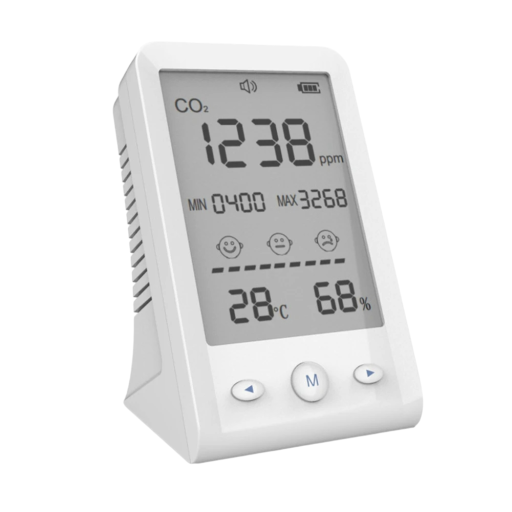 NDIR CO2-monitor 3-i-1 med LCD-skärm Temperatur- och fuktighetsdetektor Koldioxiddetektor USB-laddningsbar luftanalysator med larm för hemmet