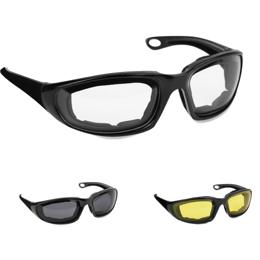 Svarta cykelglasögon med skumstoppning UV400 vindskydd stöttåliga sportglasögon i plast 14,5 x 4,5 cm