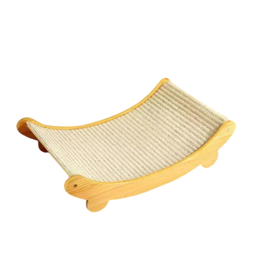 Klösträ för katt i trä, storlek S 39x32 cm. Liggbädd och klösbräda av slitstark sisal. Stabil, halkfri design.