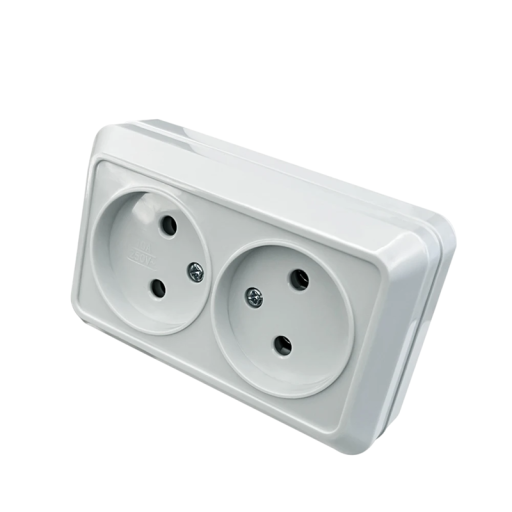 EU-adapter utomhusuttag 2× AC-kontakt med jordning 220V 16A Flamsäker plast Eluttag Bostad Universell användning