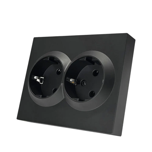 Dubbelt EU 16A eluttag med jordning 220V vägguttag AC enkelvägs flamsäker plast 105×83 mm universalstandard