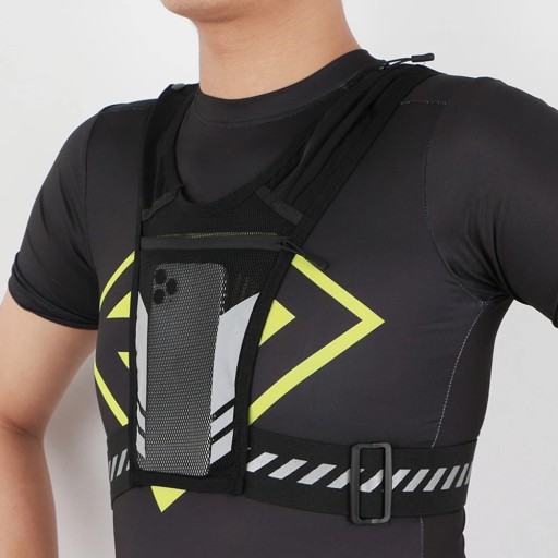 Löparväst med telefonficka och reflexdetaljer för män och kvinnor, lämplig för jogging, promenader och träning