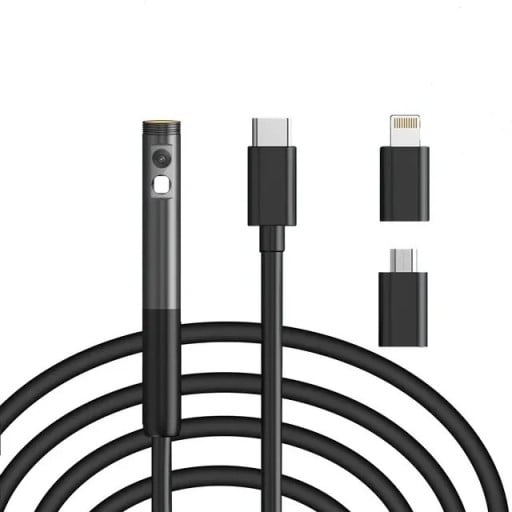 Dubbelt endoskop 8mm 1080p för iPhone Lightning IP67 Vattentät inspektionskamera med LED-lampa och 3m kabel
