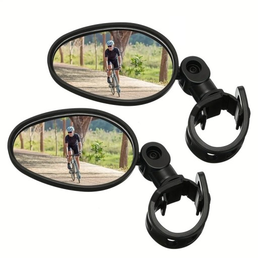 Set med 2 ovala cykelspeglar 7 x 5 cm 360° roterande cykelspeglar med styrfäste Justerbara säkerhetsspeglar