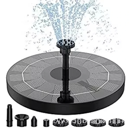 Mini solcellsfontän för damm Ø13 cm Flytande vattenpump Solcellsfontän med utbytbara munstycken Trädgårdsdammdekoration