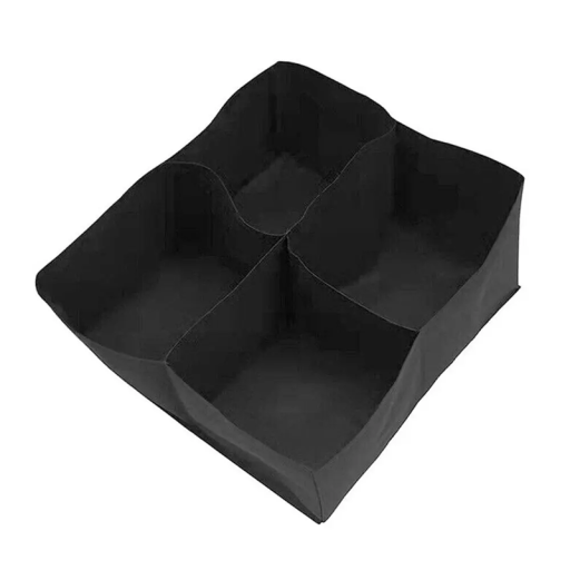 Svart textilväska för grönsaker 60x60x30 cm Odlingsväska med 4 celler Odlingsväska för örter och grönsaker