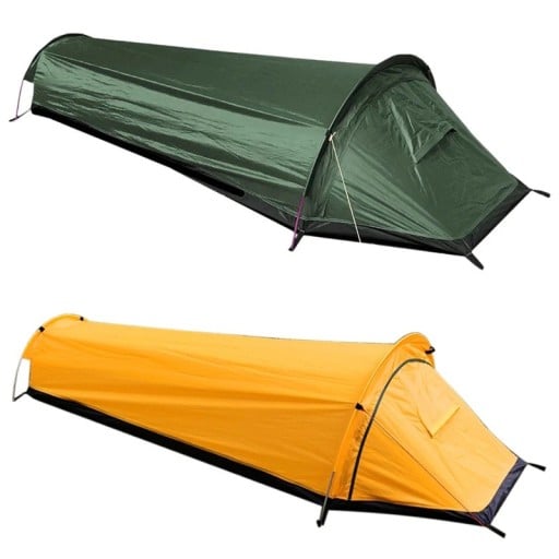 Lätt, vattentätt vandringstält 220x50x90 cm för en person, campingskydd med plats för sovsäck, utomhustält tillverkat av polyester