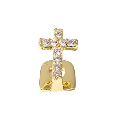 Halloween grillz tandkeps med kors och strass Hiphop-tänder Guld-silverfärg Oregelbunden ihålig design Smycken för kvinnor och män