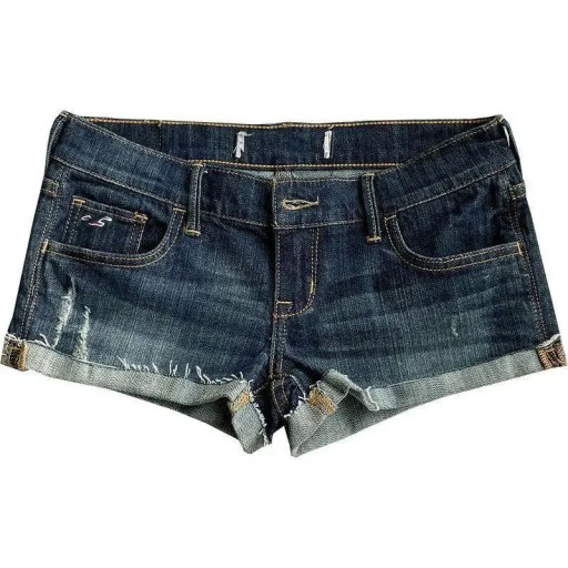 Damblå denimshorts med låg midja, korta, elastiska sommarshorts, tajta denimshorts för vardags- och fritidsstil