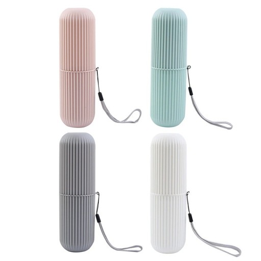 Set med 4 resefodral för tandborste och tandkräm 19,6 x 6 cm Bärbar hållare av PP-plast Skyddande förvaringslåda Campinghygienset