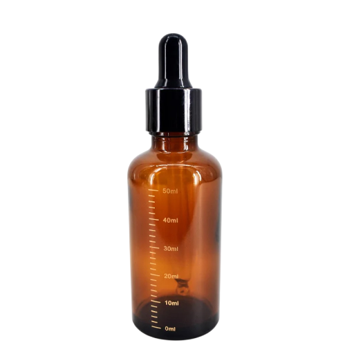 Droppflaska 50 ml Pipett i bärnstensfärgat glas med skala Återfyllningsbar behållare för kosmetika och aromaterapi Resedispenser