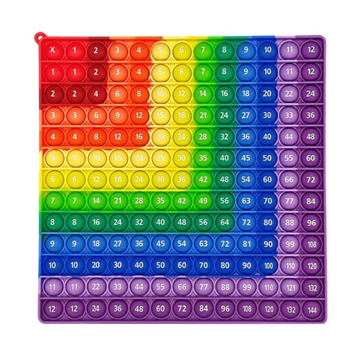 Silikon multiplikationstabell 20x20 cm Färgglada Push Bubbles Fidget Antistress Leksak Pedagogiskt Hjälpmedel för Barn
