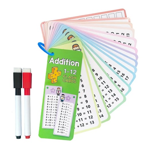 Montessori Additionskort 0-12 Självtest Lärande Set Matematikhjälpmedel för Barn i Grundskolan Räkning och Logikträning